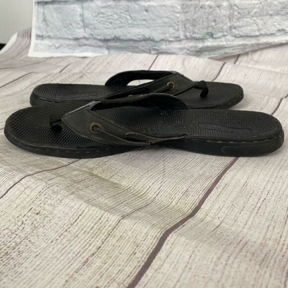 Sperry Topsider black flip flops w/rubber soles sz 8 women - Picture 6 of 9